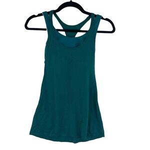 Lululemon Workout All Sport Support Tank Womens 2 Green Layered Racer Back